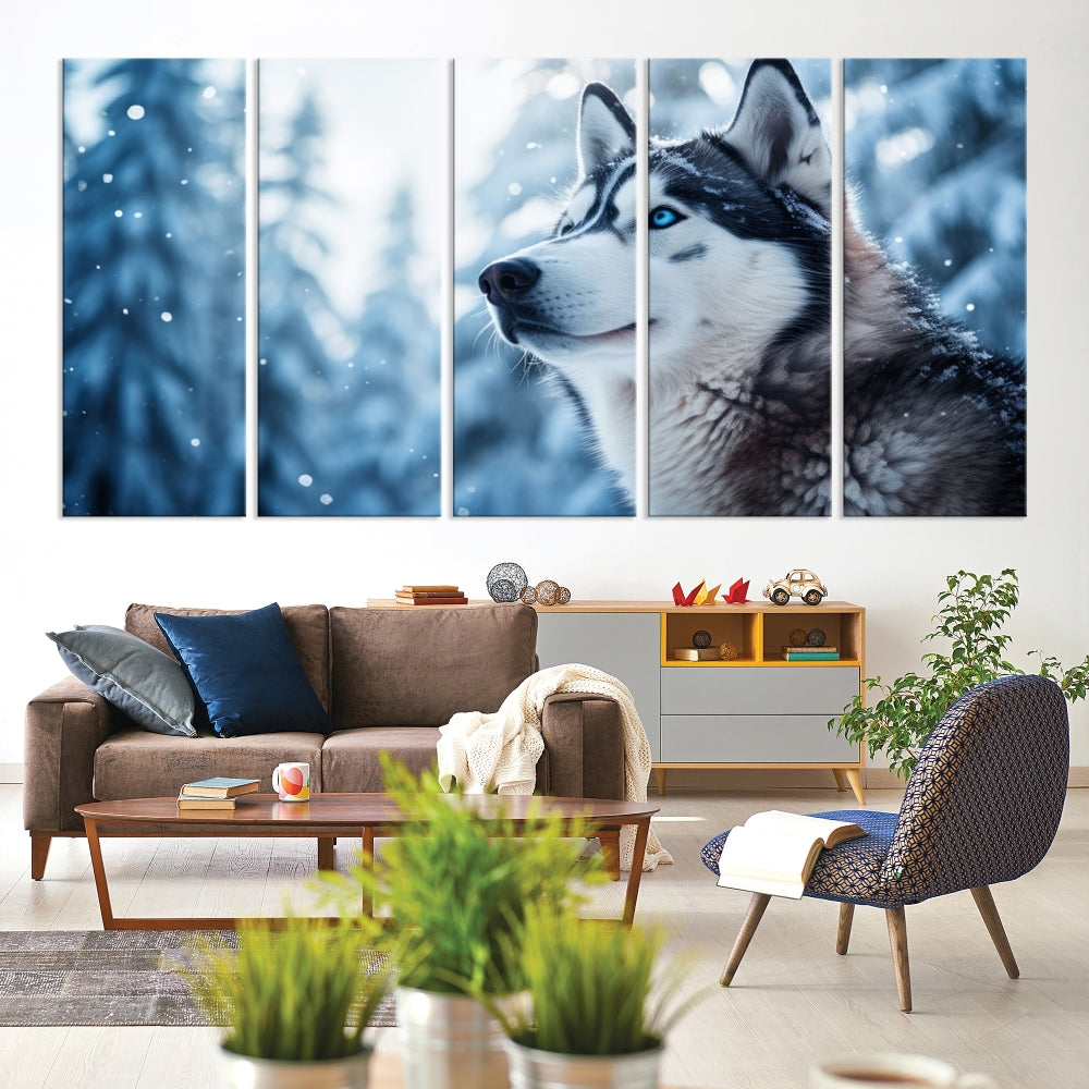 Siberian Wolf Prints Winter Photography Wild Animal Canvas Wall Art Print Piece Art