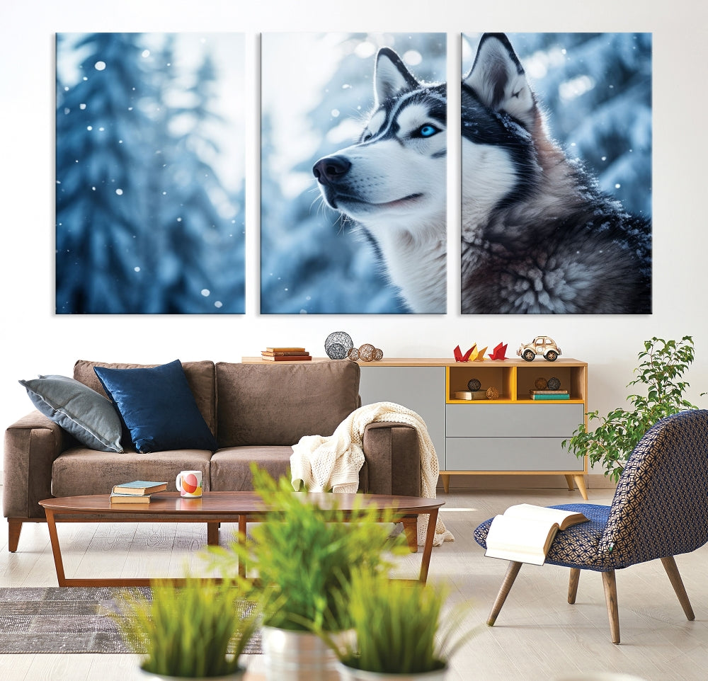 Siberian Wolf Prints Winter Photography Wild Animal Canvas Wall Art Print Piece Art