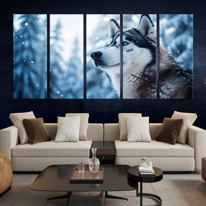 Siberian Wolf Prints Winter Photography Wild Animal Canvas Wall Art Print Piece Art