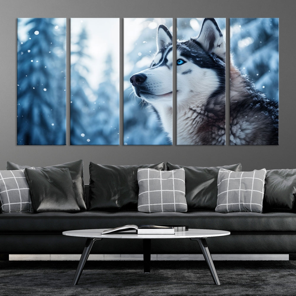 Siberian Wolf Prints Winter Photography Wild Animal Canvas Wall Art Print Piece Art