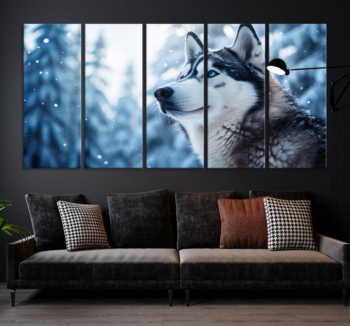 Siberian Wolf Prints Winter Photography Wild Animal Canvas Wall Art Print Piece Art