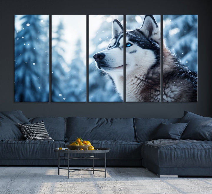 Siberian Wolf Prints Winter Photography Wild Animal Canvas Wall Art Print Piece Art