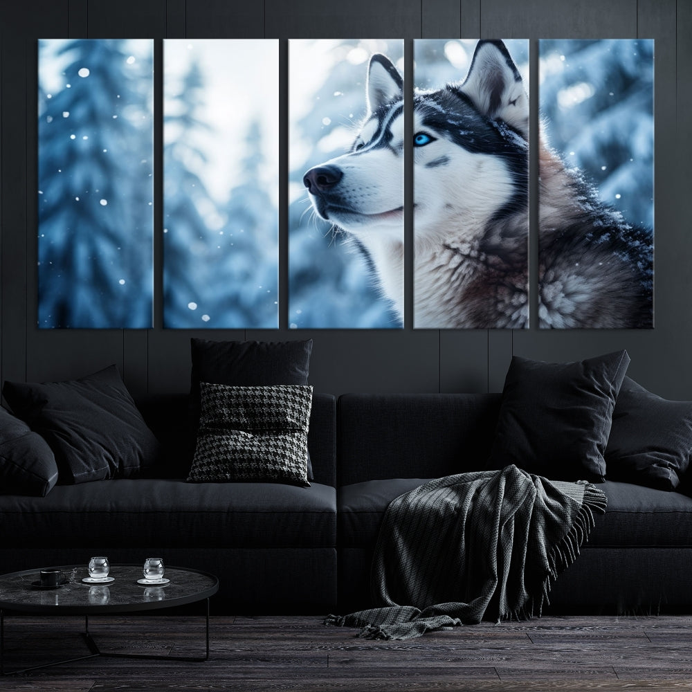 Siberian Wolf Prints Winter Photography Wild Animal Canvas Wall Art Print Piece Art