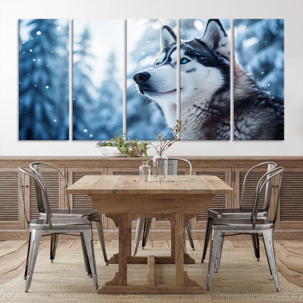 Siberian Wolf Prints Winter Photography Wild Animal Canvas Wall Art Print Piece Art