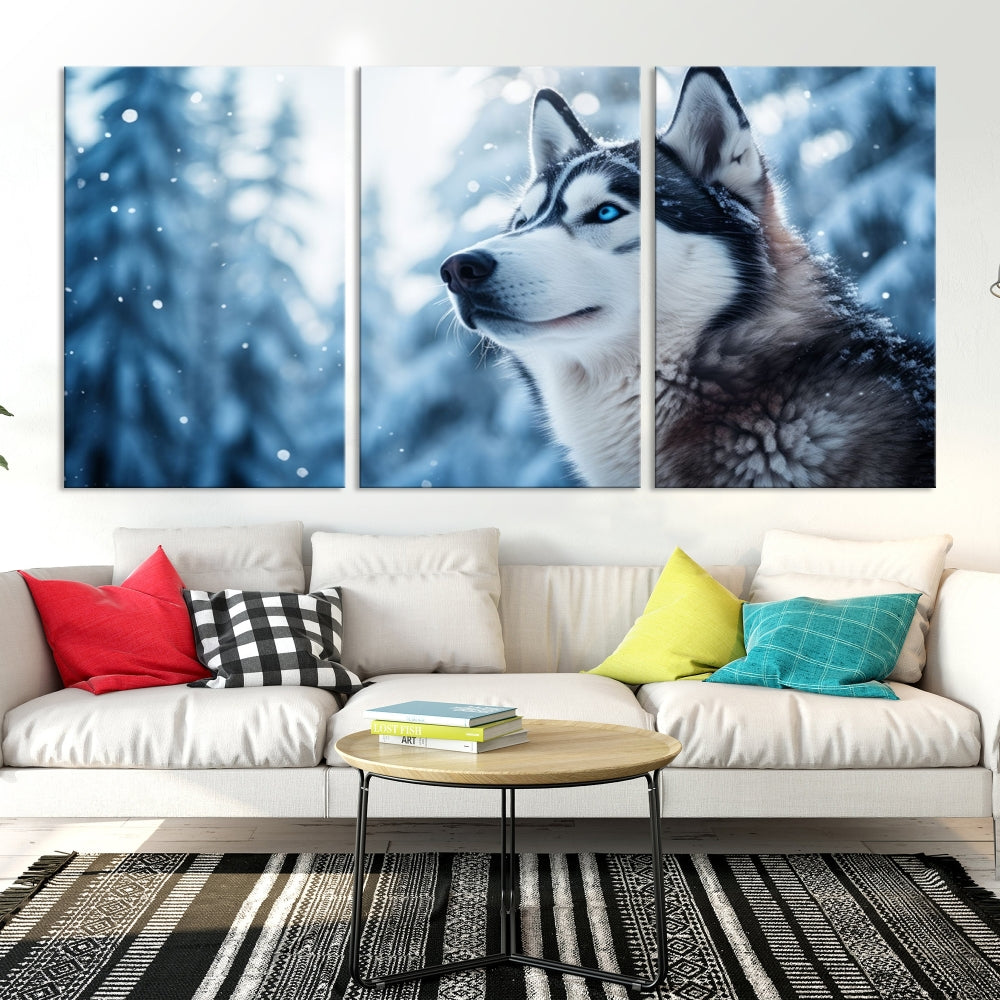 Siberian Wolf Prints Winter Photography Wild Animal Canvas Wall Art Print Piece Art