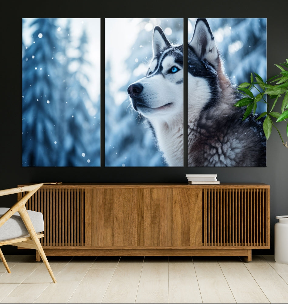 Siberian Wolf Prints Winter Photography Wild Animal Canvas Wall Art Print Piece Art