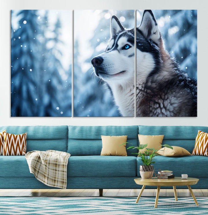 Siberian Wolf Prints Winter Photography Wild Animal Canvas Wall Art Print Piece Art