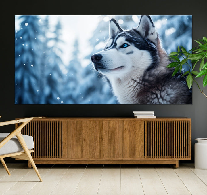 Siberian Wolf Prints Winter Photography Wild Animal Canvas Wall Art Print Piece Art