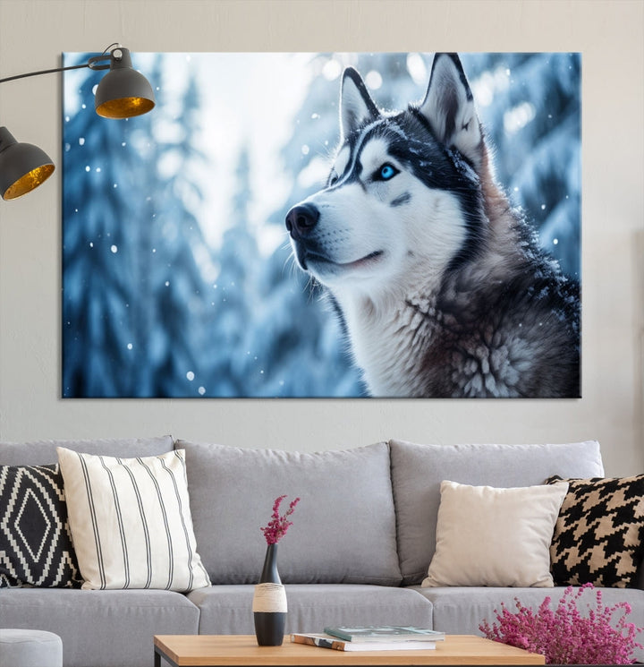 Siberian Wolf Prints Winter Photography Wild Animal Canvas Wall Art Print Piece Art