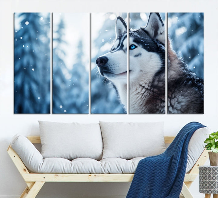 Siberian Wolf Prints Winter Photography Wild Animal Canvas Wall Art Print Piece Art