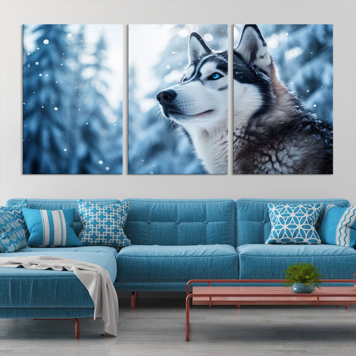 Siberian Wolf Prints Winter Photography Wild Animal Canvas Wall Art Print Piece Art