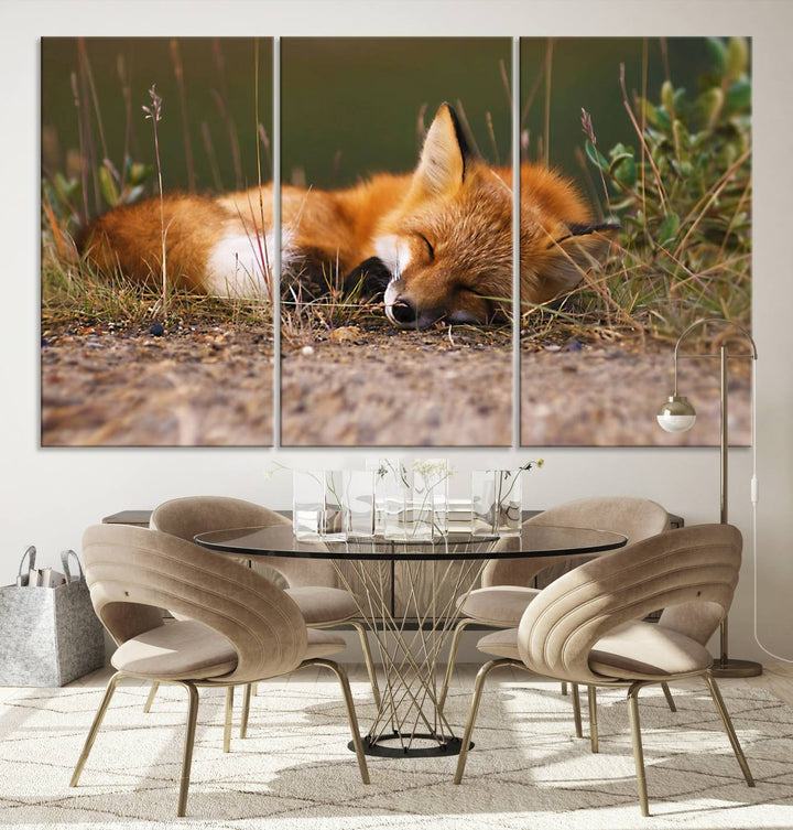 Sleeping Fox Wall Art Canvas Print, Animal Wall Art