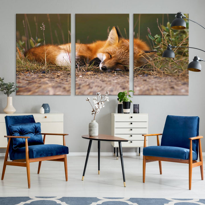 Sleeping Fox Wall Art Canvas Print, Animal Wall Art