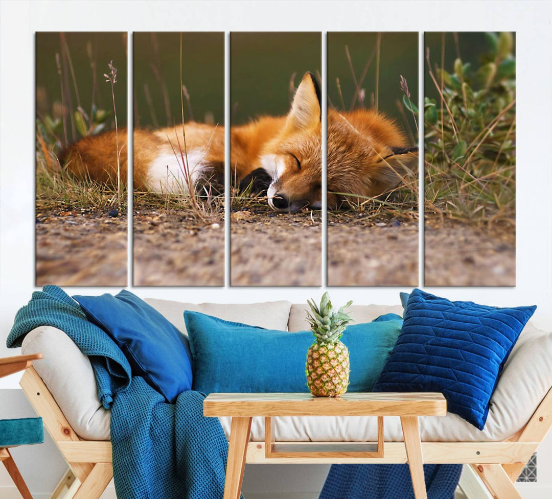 Sleeping Fox Wall Art Canvas Print, Animal Wall Art