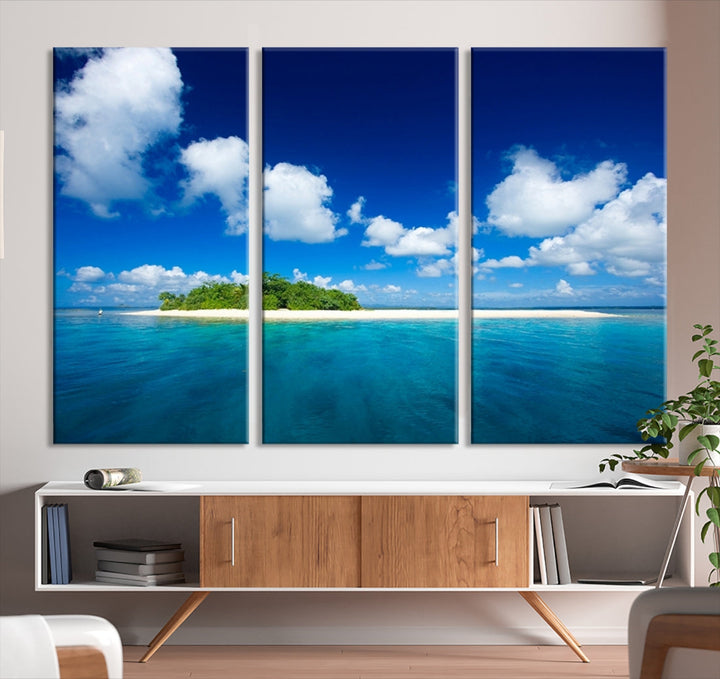 Small Tropical Island Ocean Landscape Giclee Canvas Wall Art Print