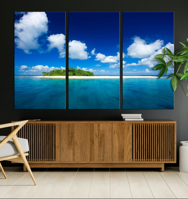 Small Tropical Island Ocean Landscape Giclee Canvas Wall Art Print