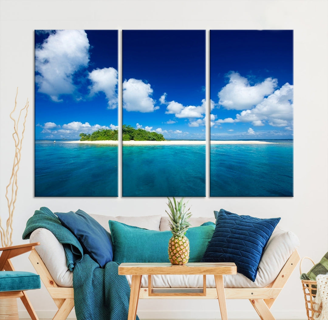 Small Tropical Island Ocean Landscape Giclee Canvas Wall Art Print