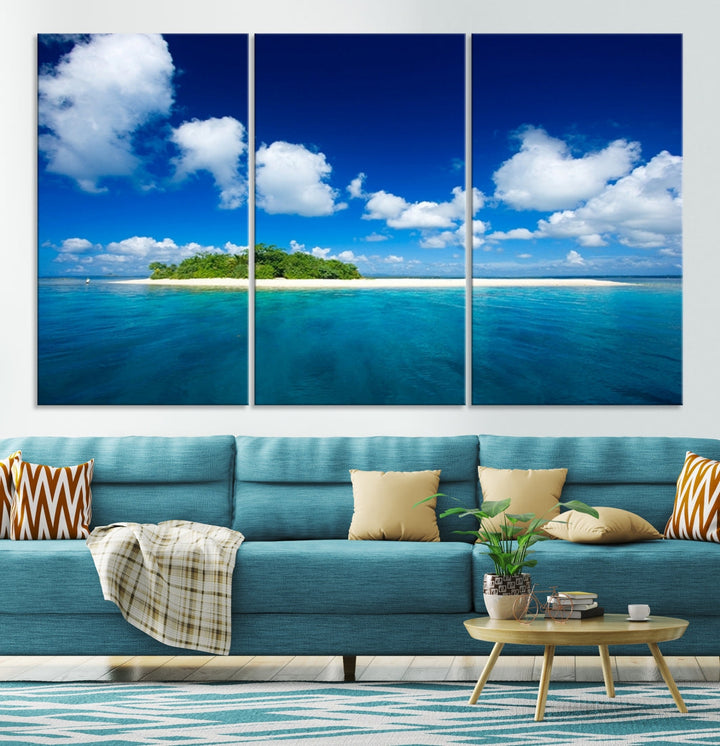 Small Tropical Island Ocean Landscape Giclee Canvas Wall Art Print