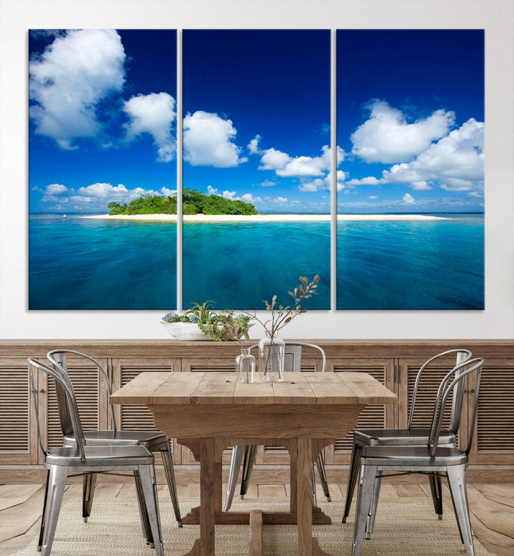 Small Tropical Island Ocean Landscape Giclee Canvas Wall Art Print