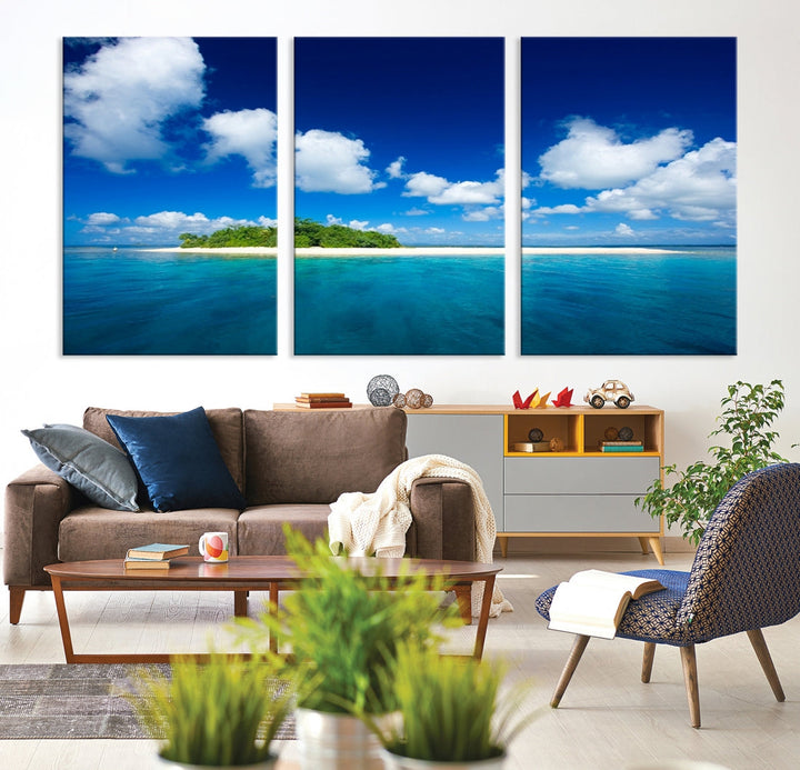 Small Tropical Island Ocean Landscape Giclee Canvas Wall Art Print