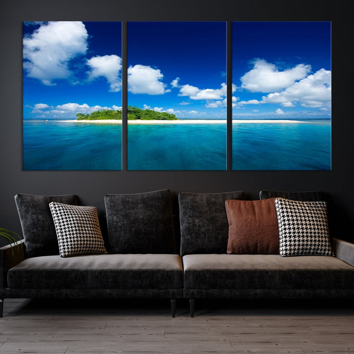 Small Tropical Island Ocean Landscape Giclee Canvas Wall Art Print