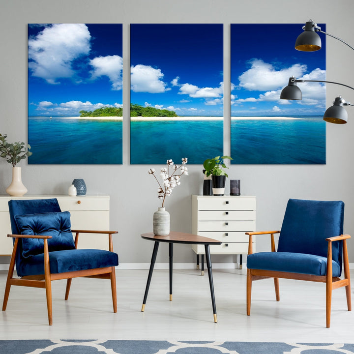 Small Tropical Island Ocean Landscape Giclee Canvas Wall Art Print