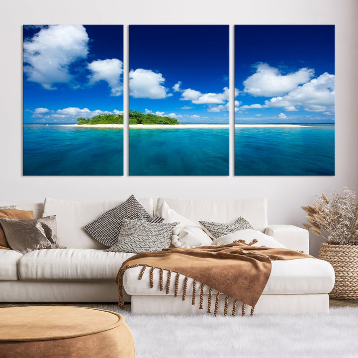 Small Tropical Island Ocean Landscape Giclee Canvas Wall Art Print