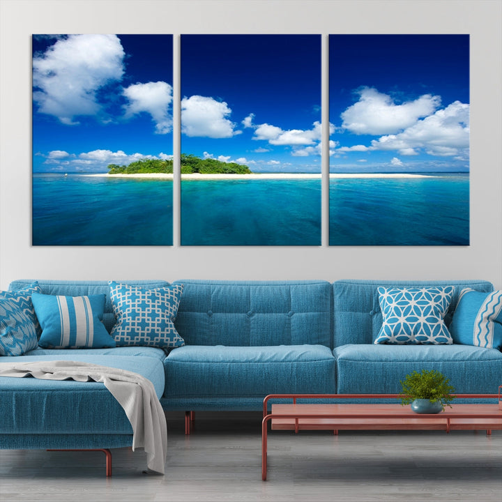 Small Tropical Island Ocean Landscape Giclee Canvas Wall Art Print