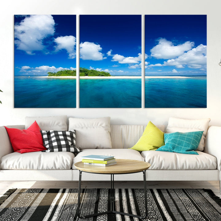 Small Tropical Island Ocean Landscape Giclee Canvas Wall Art Print