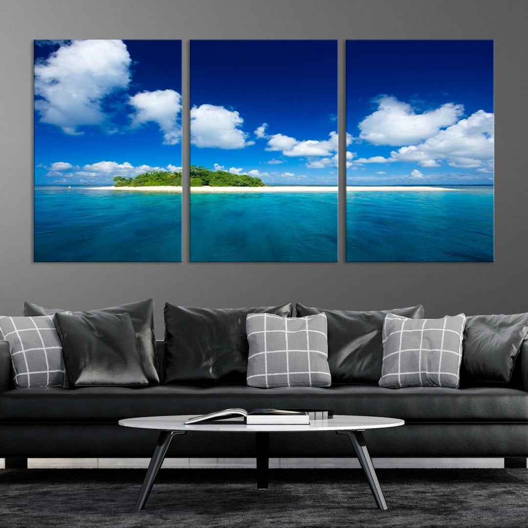 Small Tropical Island Ocean Landscape Giclee Canvas Wall Art Print