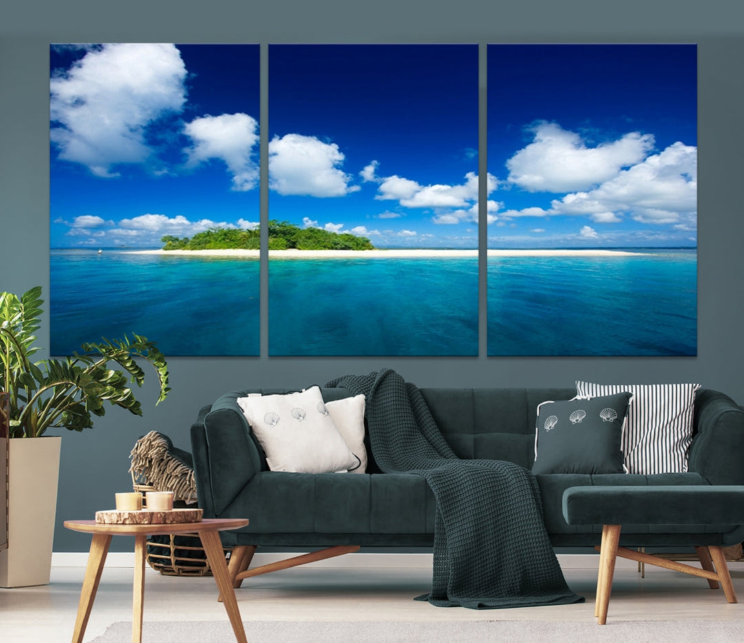 Small Tropical Island Ocean Landscape Giclee Canvas Wall Art Print