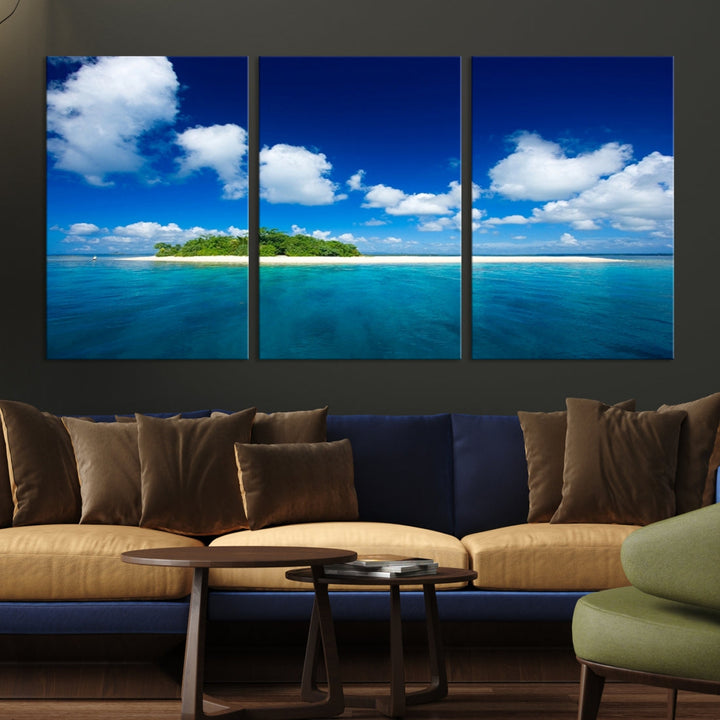 Small Tropical Island Ocean Landscape Giclee Canvas Wall Art Print