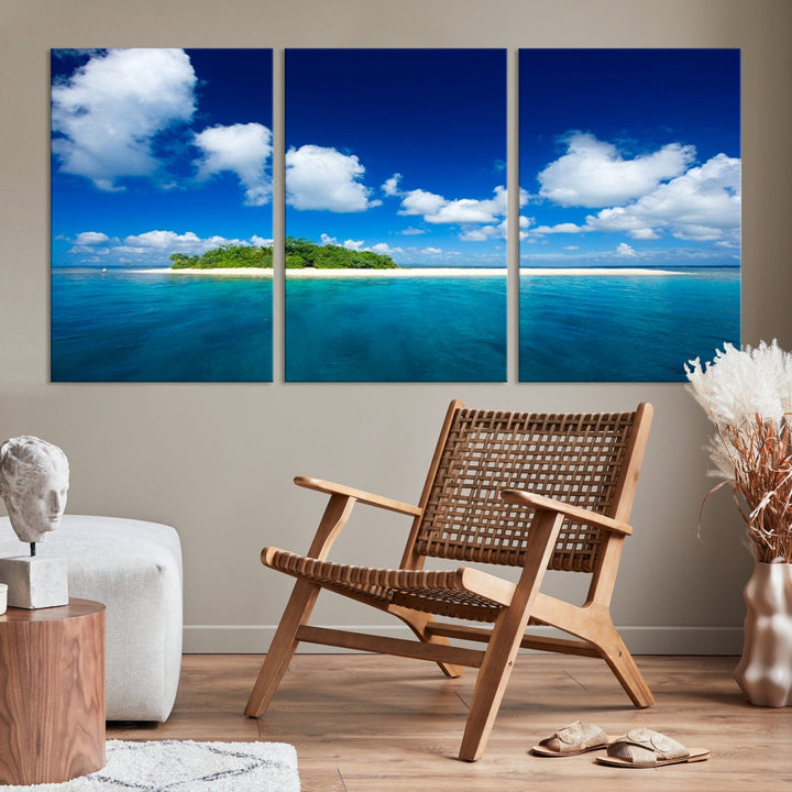 Small Tropical Island Ocean Landscape Giclee Canvas Wall Art Print