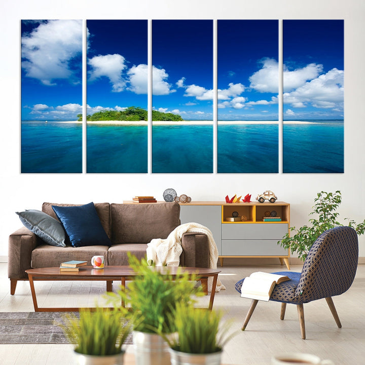 Small Tropical Island Ocean Landscape Giclee Canvas Wall Art Print