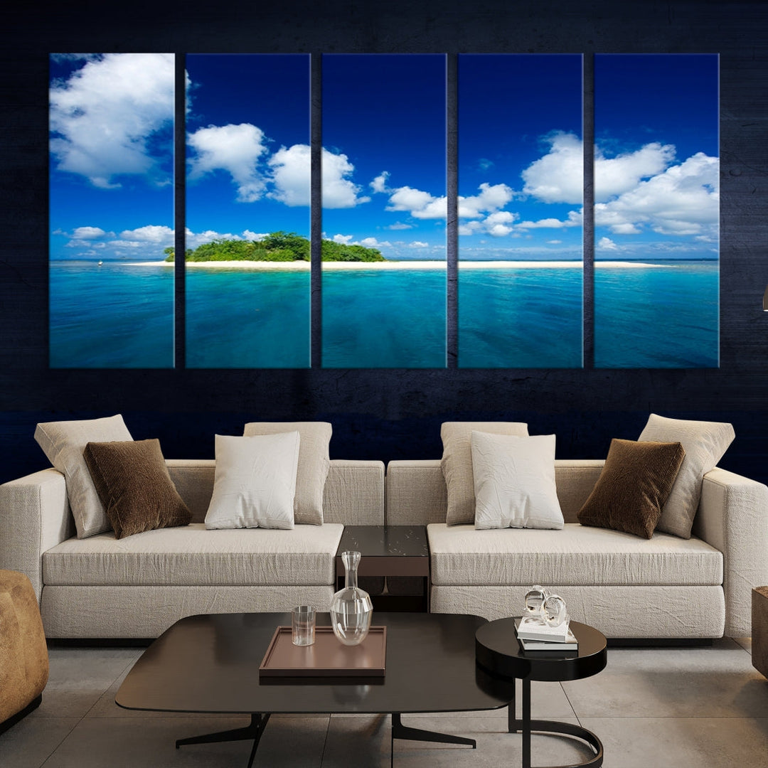 Small Tropical Island Ocean Landscape Giclee Canvas Wall Art Print