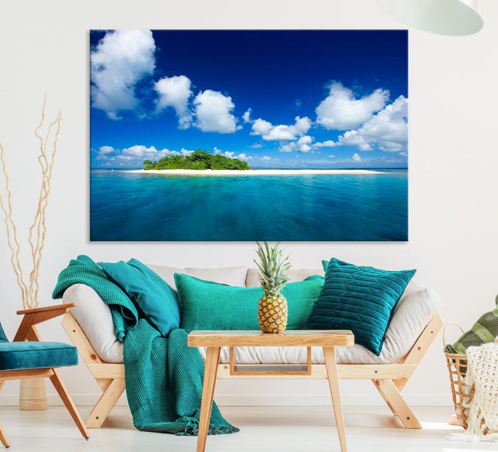 Small Tropical Island Ocean Landscape Giclee Canvas Wall Art Print