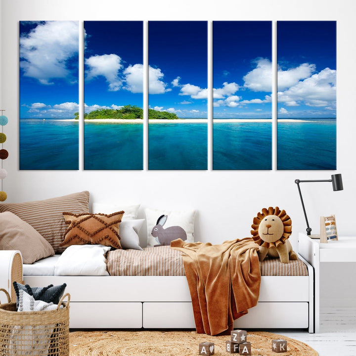 Small Tropical Island Ocean Landscape Giclee Canvas Wall Art Print