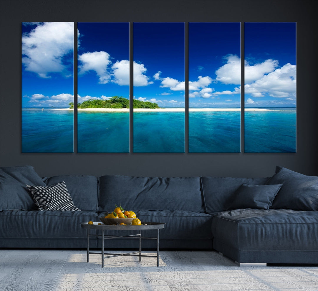 Small Tropical Island Ocean Landscape Giclee Canvas Wall Art Print