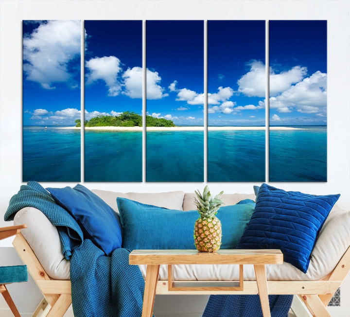 Small Tropical Island Ocean Landscape Giclee Canvas Wall Art Print