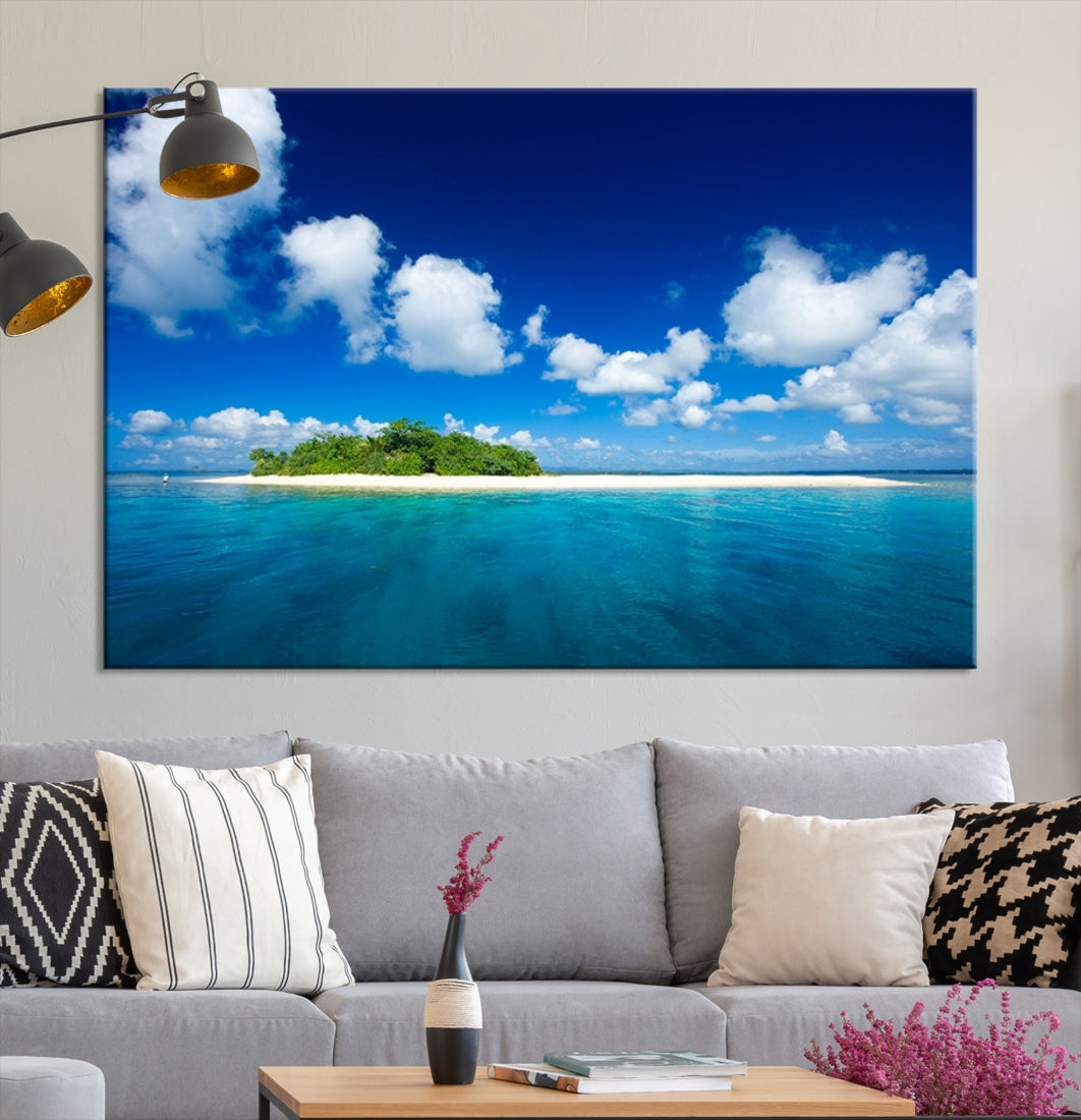 Small Tropical Island Ocean Landscape Giclee Canvas Wall Art Print