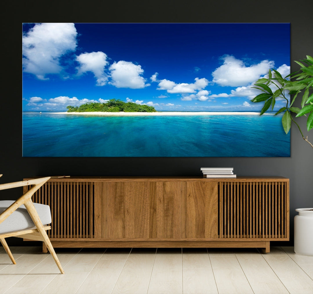 Small Tropical Island Ocean Landscape Giclee Canvas Wall Art Print