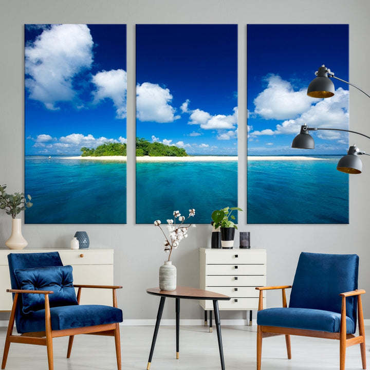 Small Tropical Island Ocean Landscape Giclee Canvas Wall Art Print