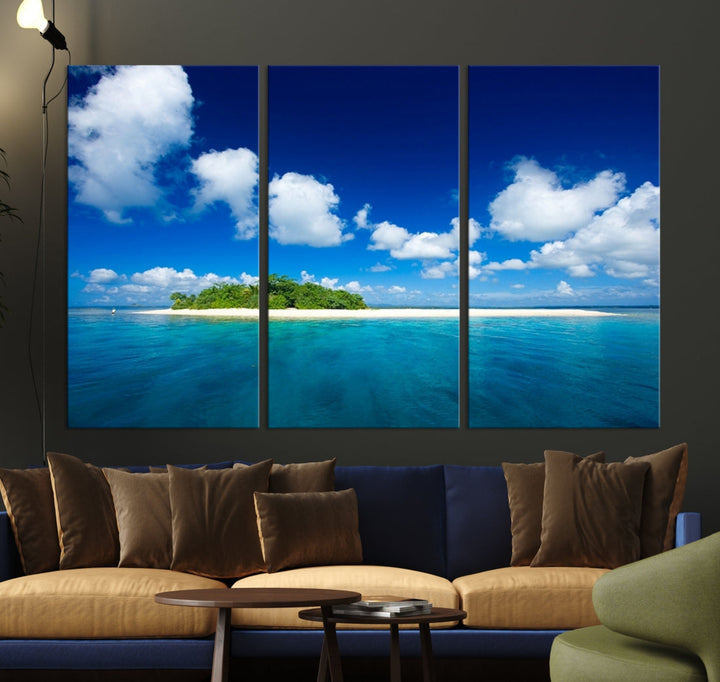 Small Tropical Island Ocean Landscape Giclee Canvas Wall Art Print