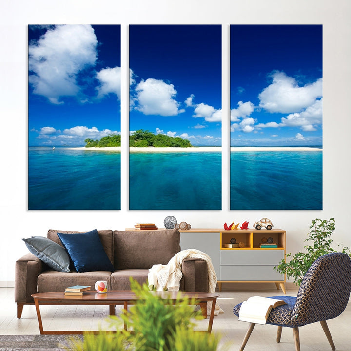 Small Tropical Island Ocean Landscape Giclee Canvas Wall Art Print