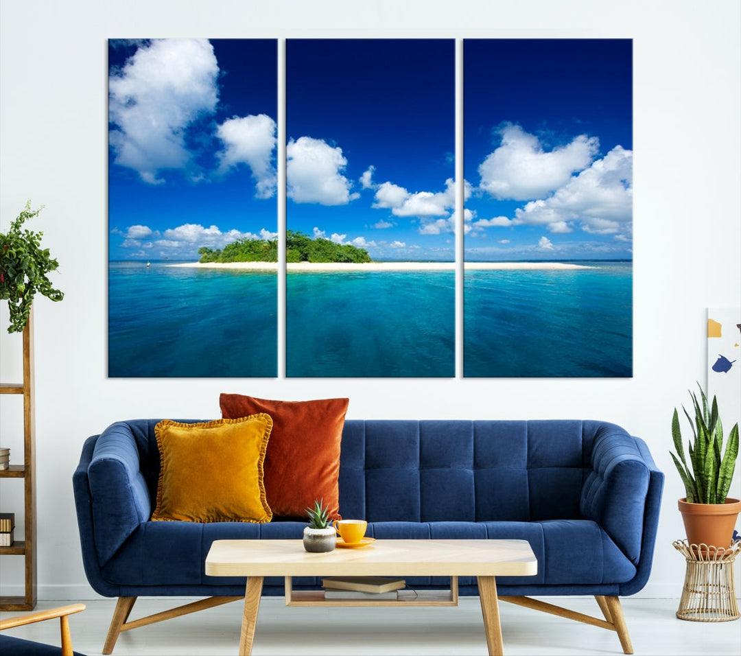 Small Tropical Island Ocean Landscape Giclee Canvas Wall Art Print