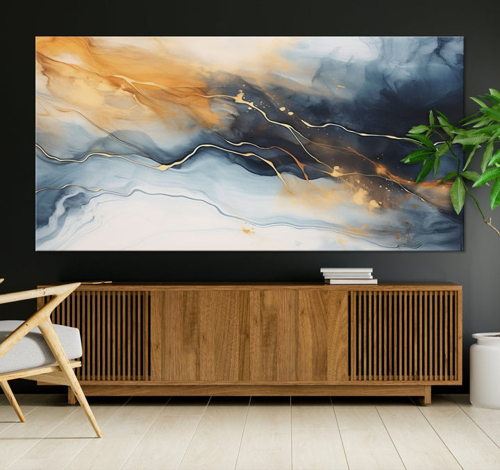 Smoke Abstract Wall Art Print, Marble Wall Decor, Modern Painting on Canvas, Large Wall Art, Set of Piece