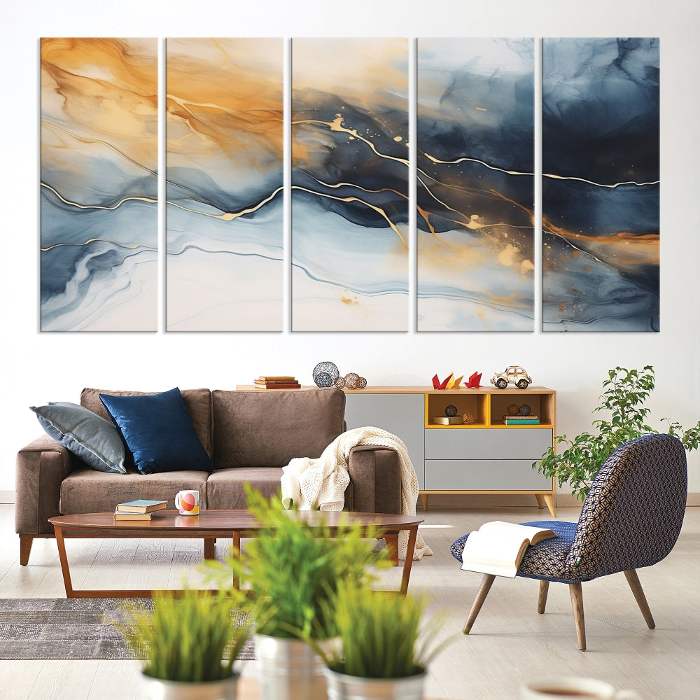 Smoke Abstract Wall Art Print, Marble Wall Decor, Modern Painting on Canvas, Large Wall Art, Set of Piece