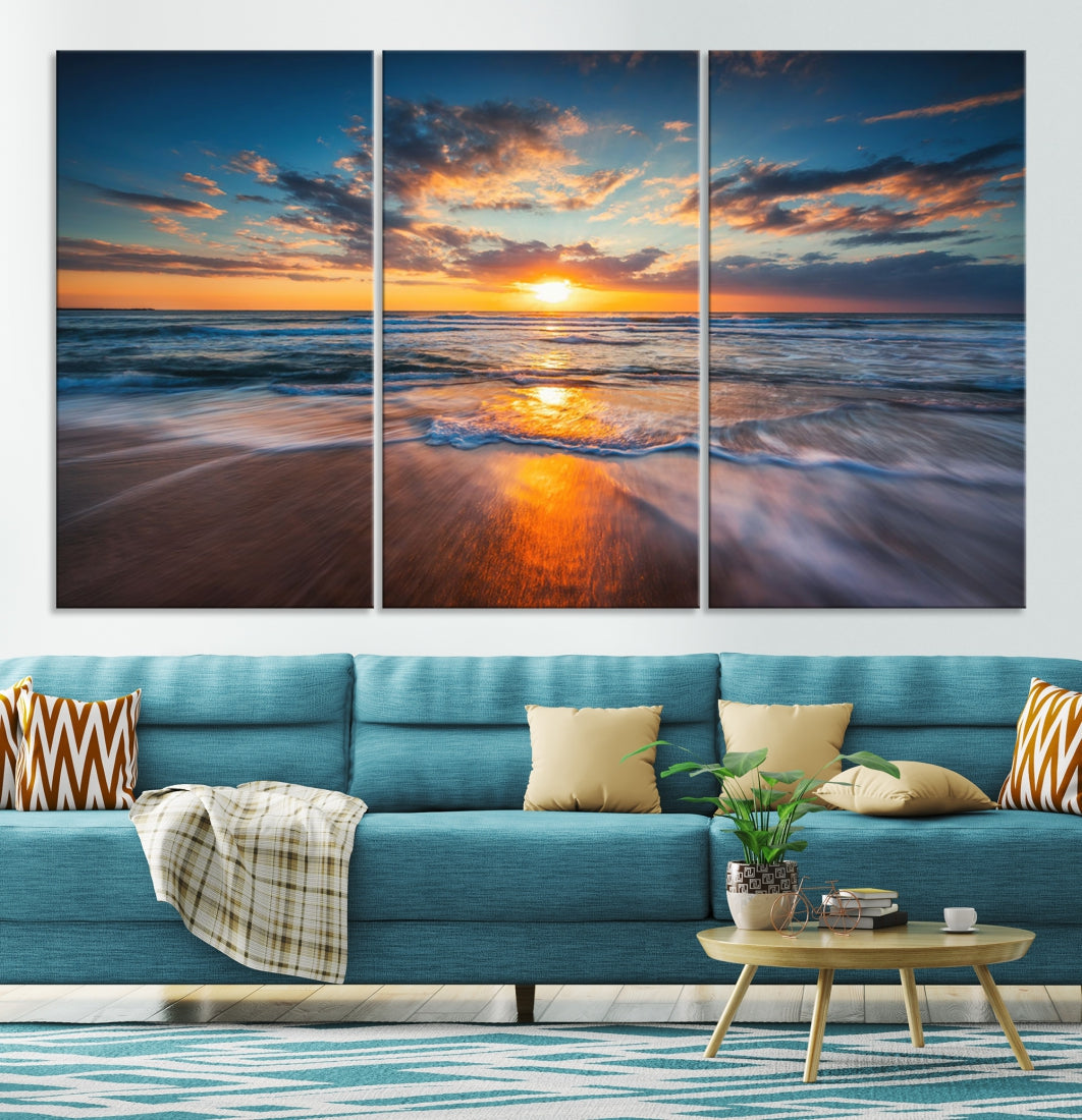 Soak Up Sun on the Beach with Ocean Water Wall Art Canvas Print