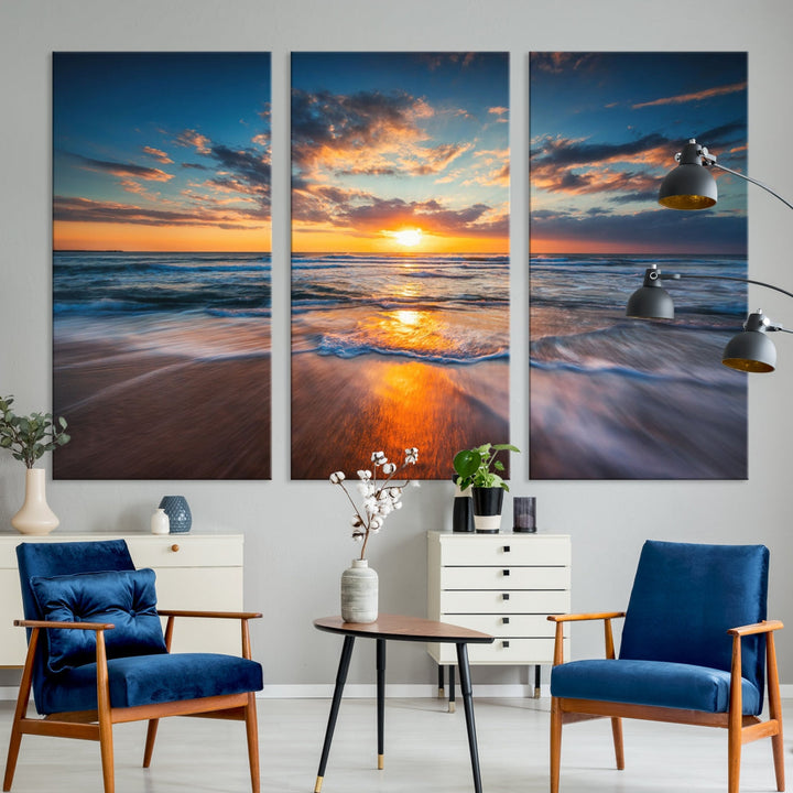 Soak Up Sun on the Beach with Ocean Water Wall Art Canvas Print