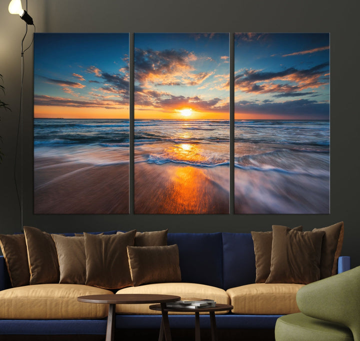 Soak Up Sun on the Beach with Ocean Water Wall Art Canvas Print